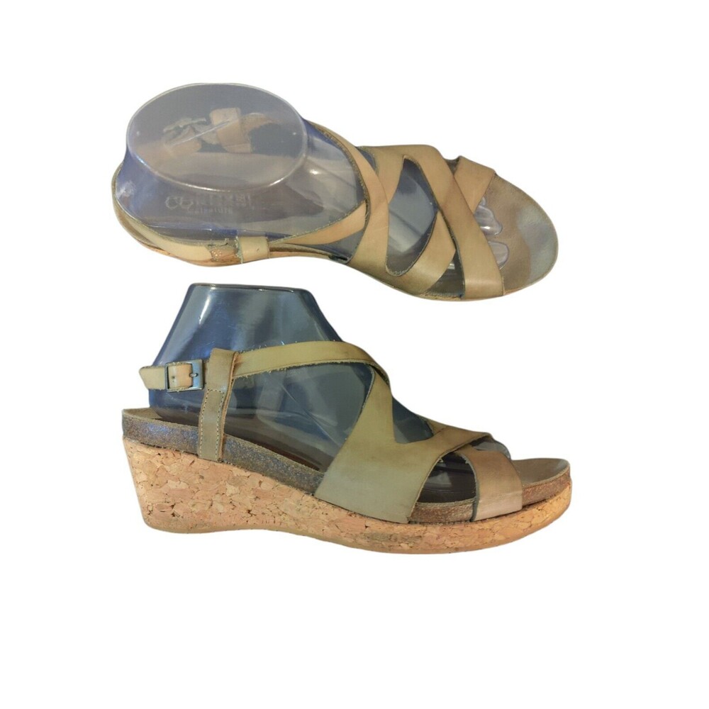 Cordani Calzature Wedge Cork Heels Shoes Sandal EU40 Brown Leather Buckle